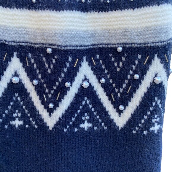 Talbots Wool Blend Fair Isle Sweater Beaded Nordic Old Money Ski Countryside-XL - Picture 3 of 12